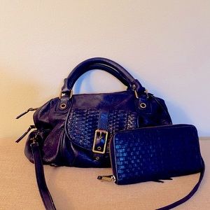 Black leather bag and matching wallet